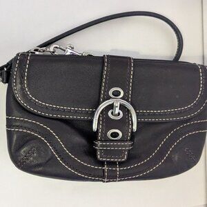 COACH Soho Buckle Brown Leather Wristlet